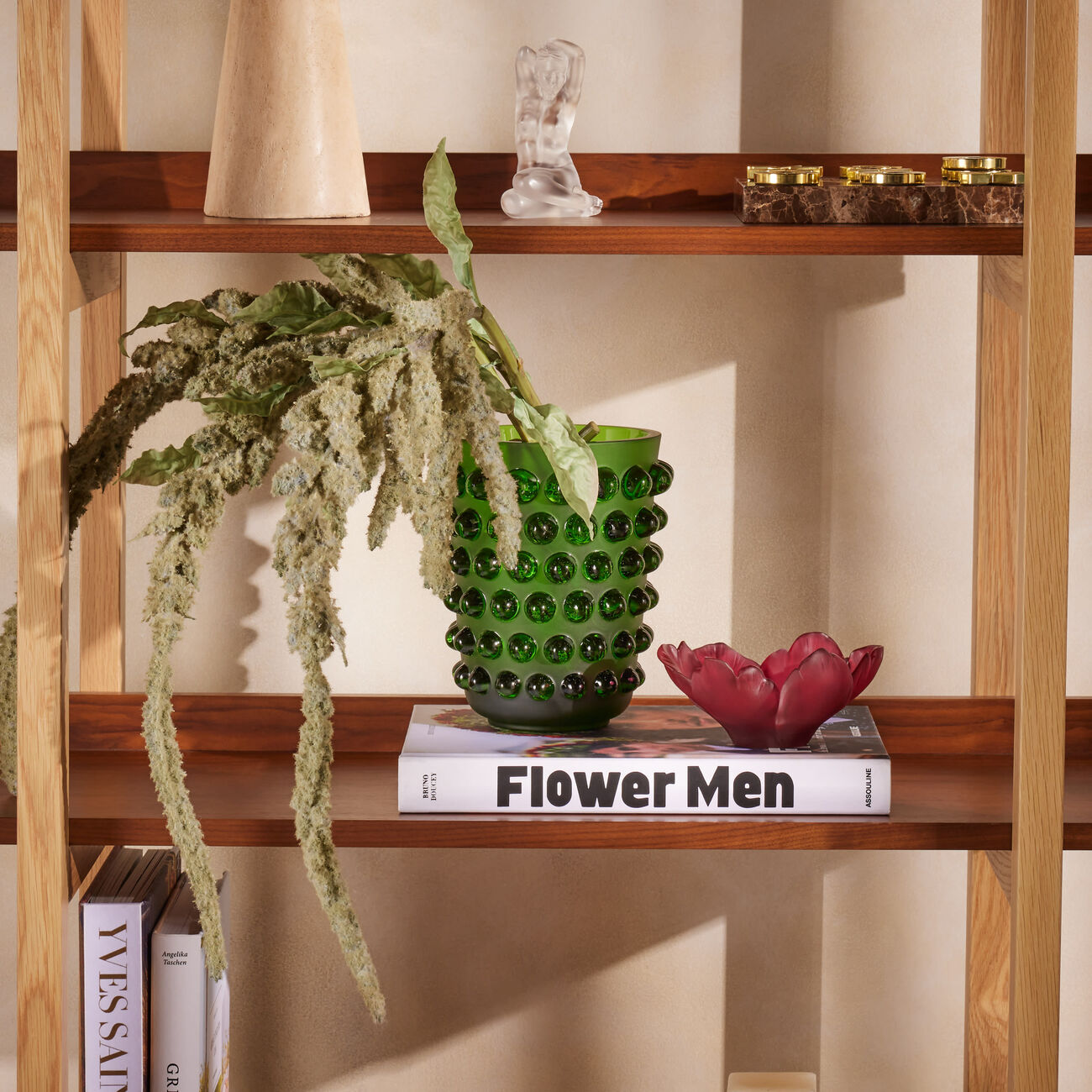 lalique mossi vase small green