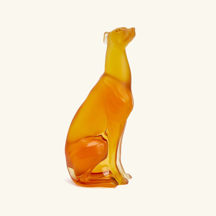lalique greyhound sculpture medium yellow