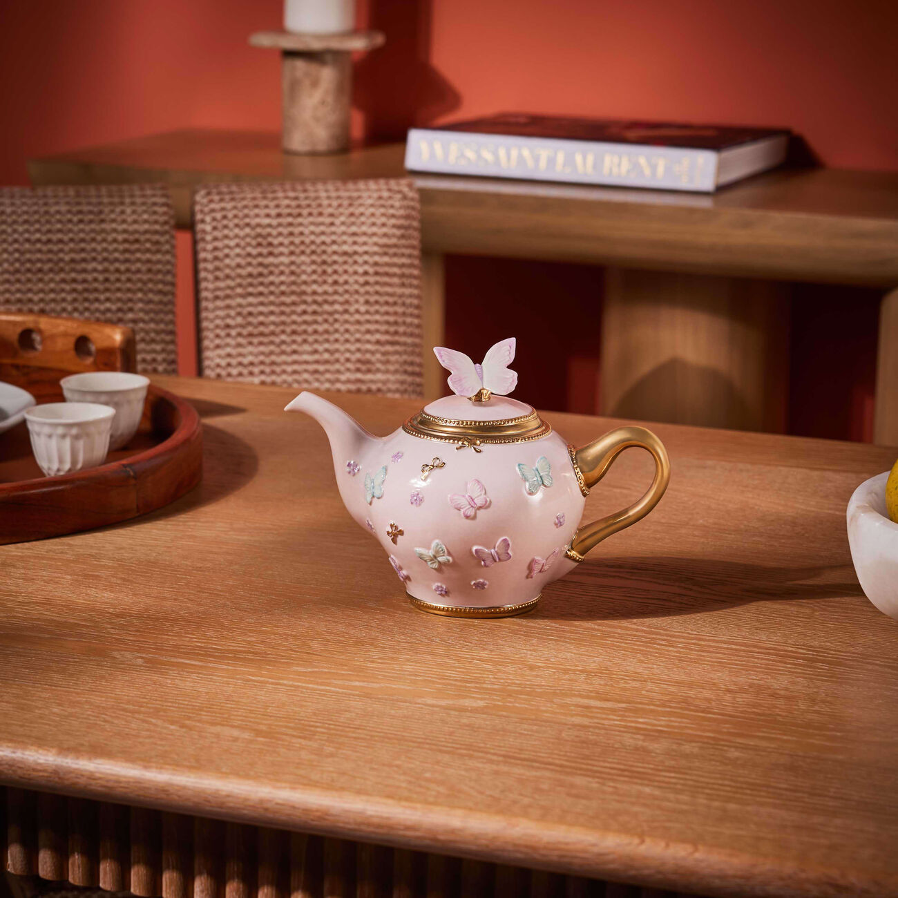 Butterfly Tea Pot Pink villari butterfly tea pot pink