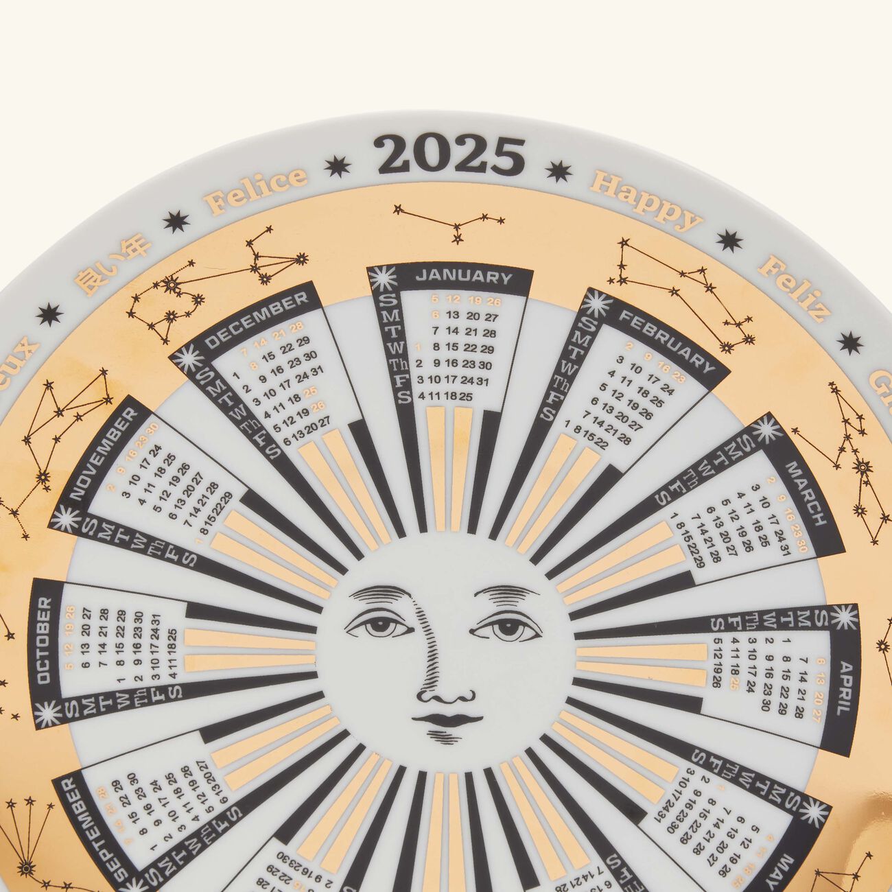 فورناسيتي طبق تزيين الجدار باللون الأبيض بتقويم عام 2025