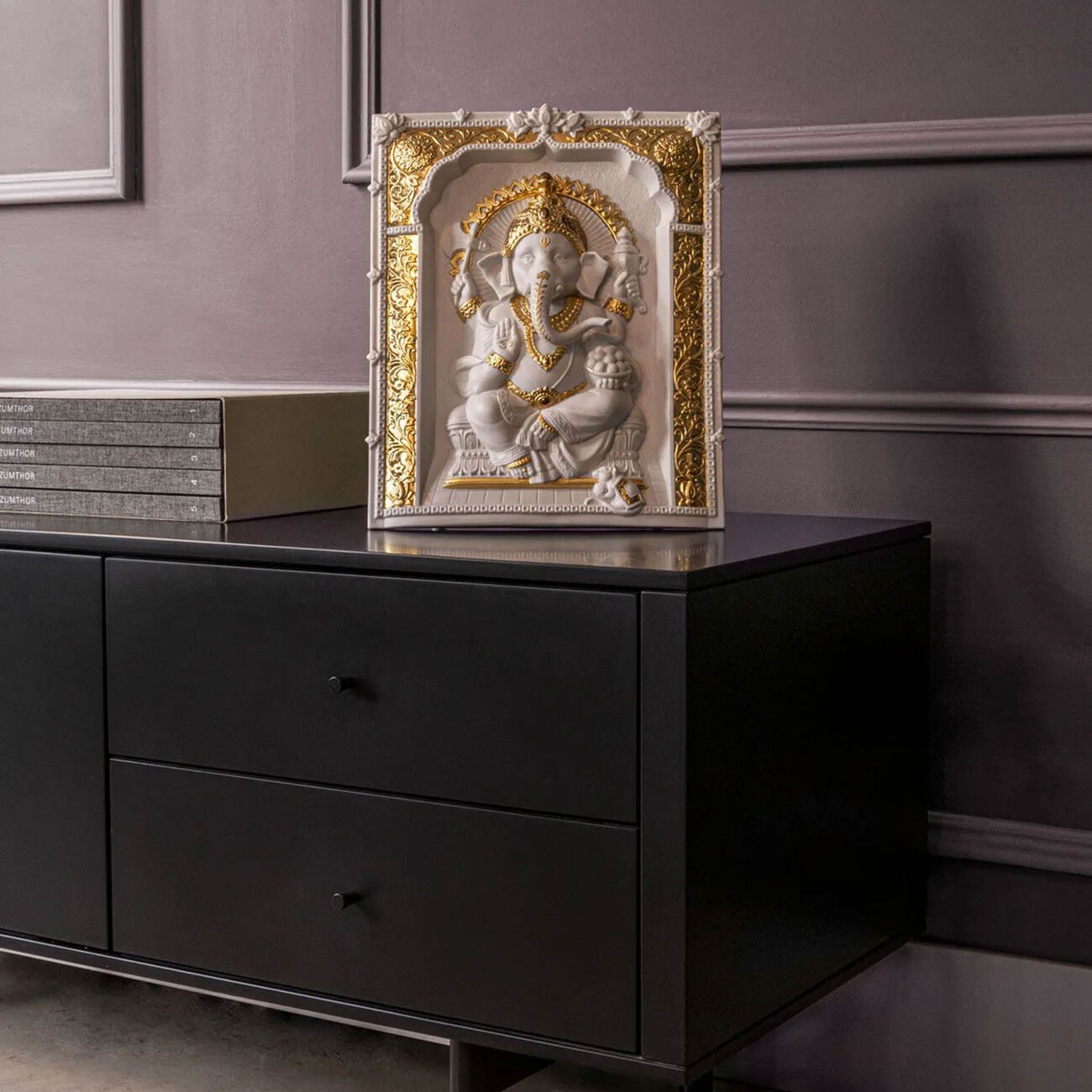 lladro lord ganesha wall art medium white