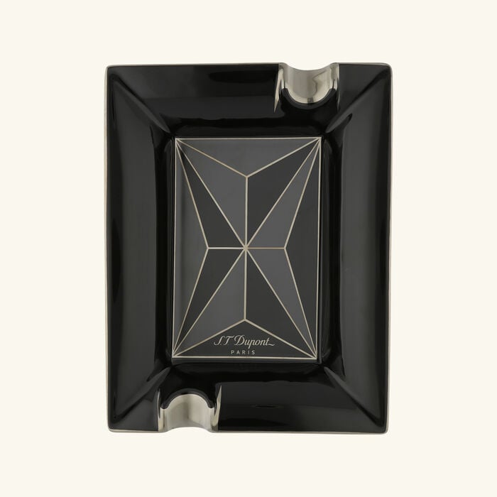 st dupont fire x ashtray rectangular large black