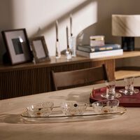 دملاج طقم حياة المؤلف من 3 أوعية للضيافة مع صينية باللون الذهبي