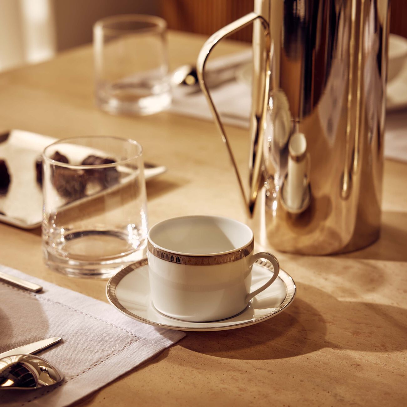 Malmaison Tea Cup & Saucer Silver christofle malmaison tea cup saucer silver