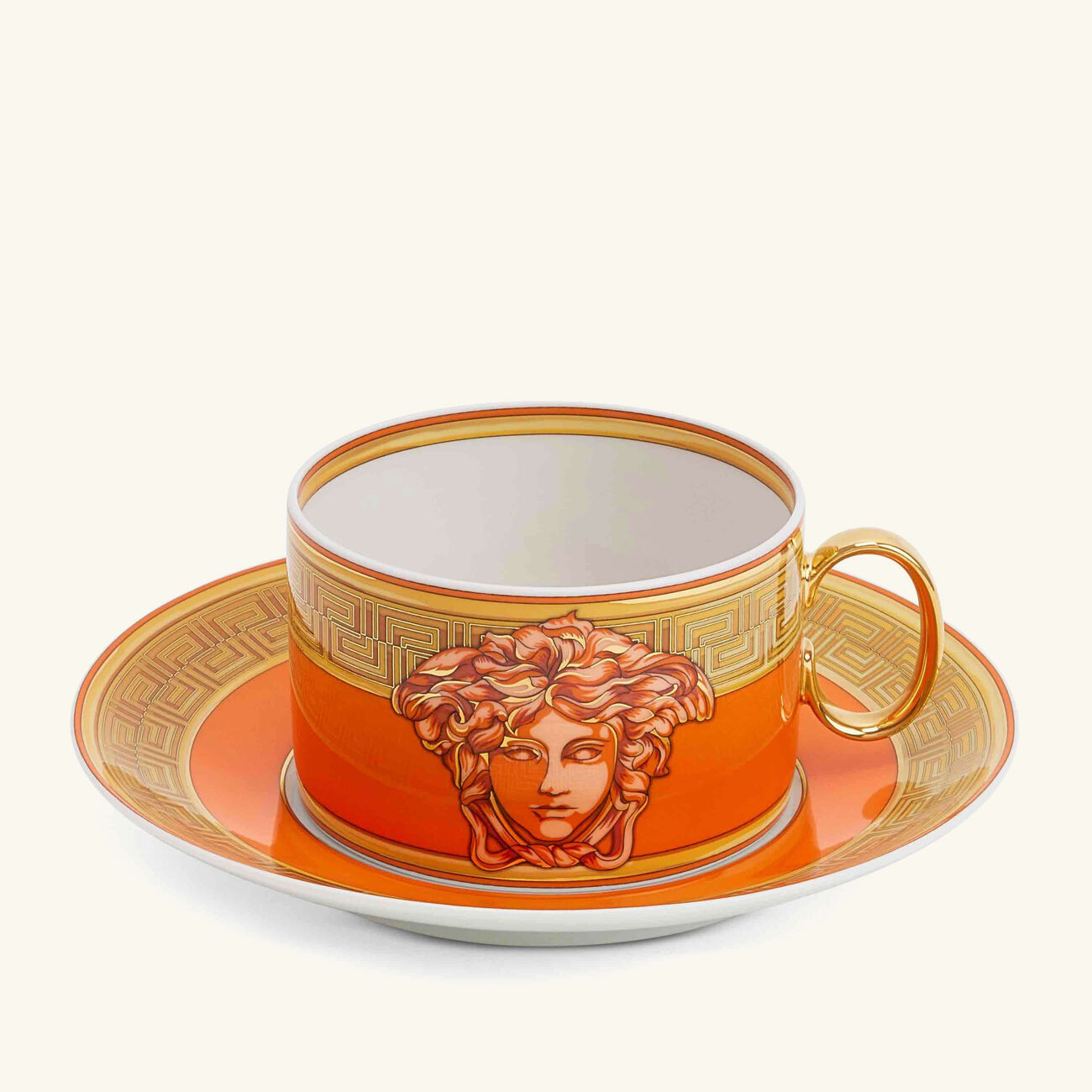 فيرساتشي فنجان الشاي أورانج كوين مع صحنه برتقالي
