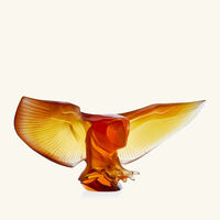 lalique barn owl sculpture small yellow