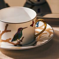 Aux Oiseaux Cup & Saucer Gold Set Of 2 bernardaud aux oiseaux cup saucer gold set of 2