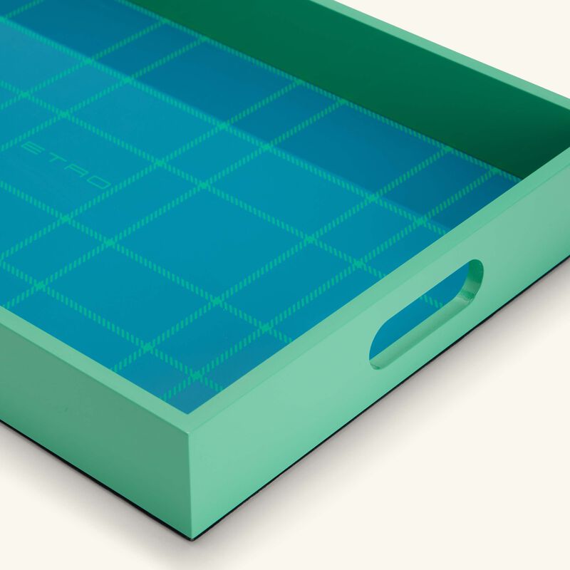 etro tartan tray rectangular large green