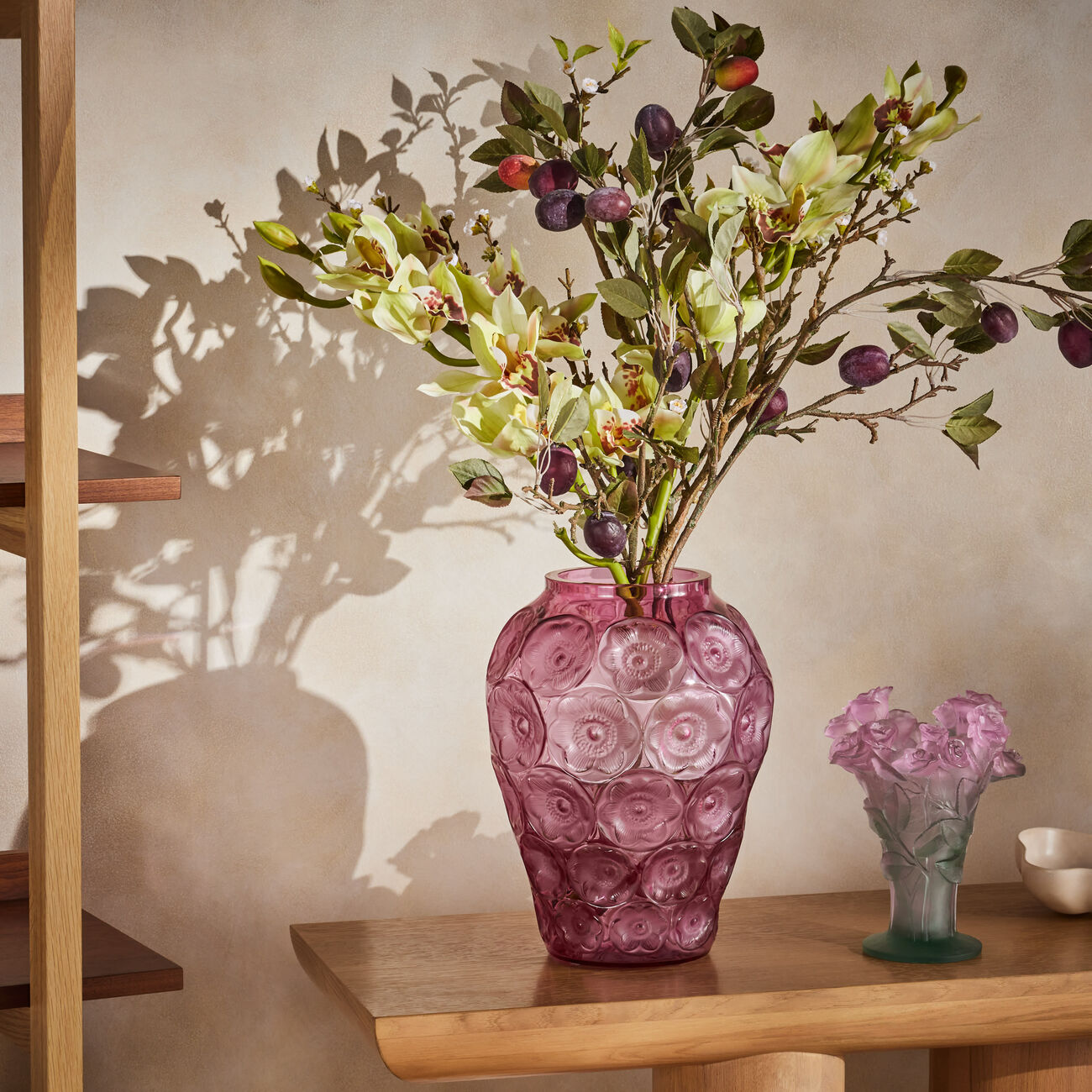 lalique anemones vase medium pink