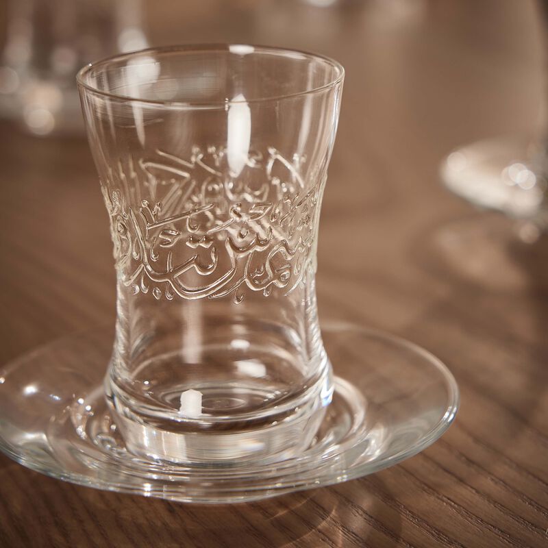 dimlaj thuluth tea cup   saucer clear set of 6