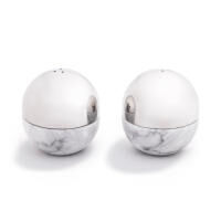 Dual Carrara Marble And Gold Salt And Pepper Shakers, small