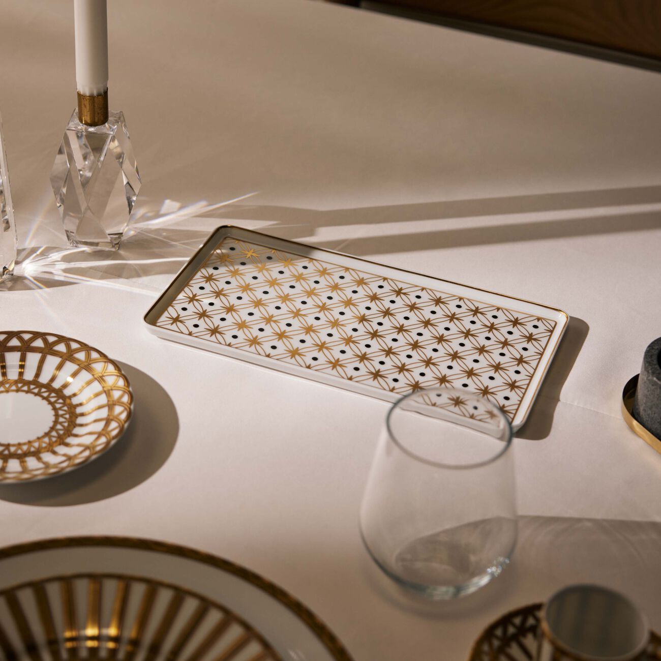 Kyoto Rectangular Plate Gold Star Large pinto paris kyoto rectangular plate gold star large