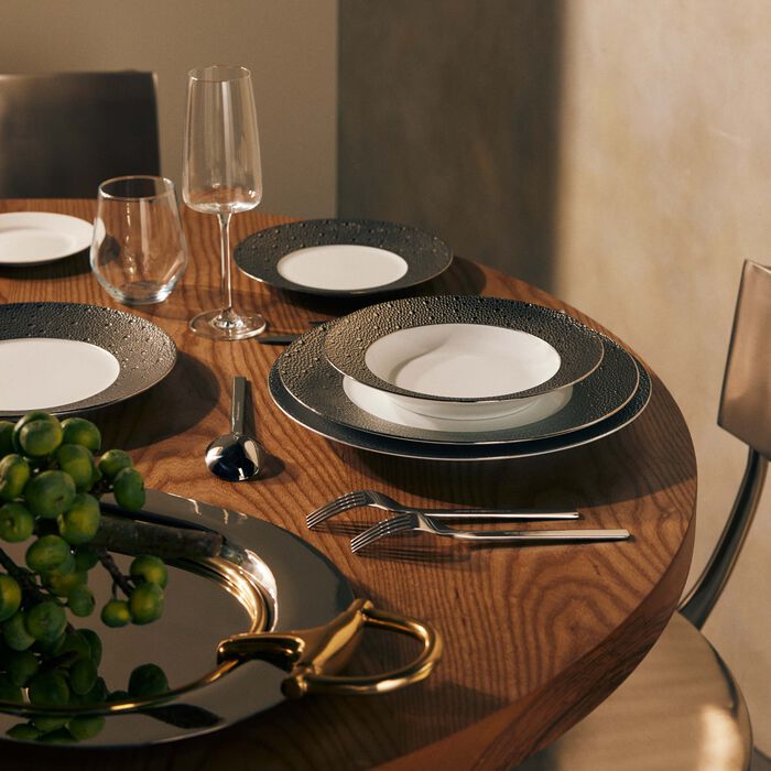 bernardaud ecume soup plate round silver 23cm