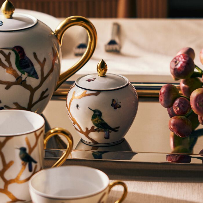 Aux Oiseaux Sugar Bowl Gold bernardaud aux oiseaux sugar bowl gold