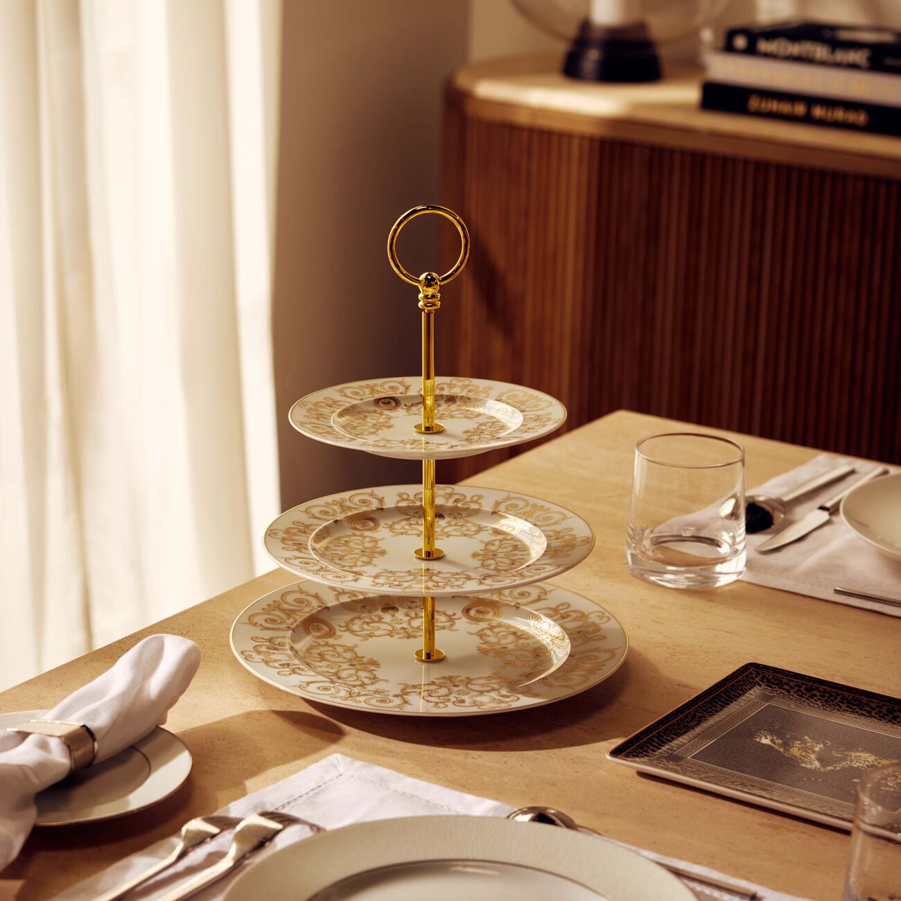 versace medusa gala etagere 3 tier cake stand white