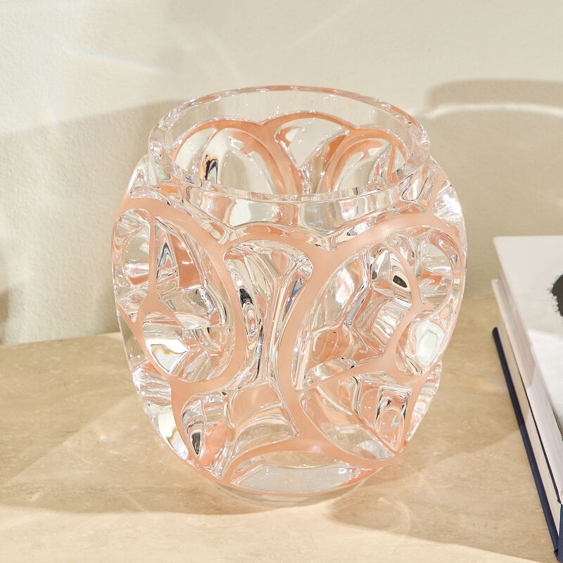 lalique tourbillons vase round medium pink