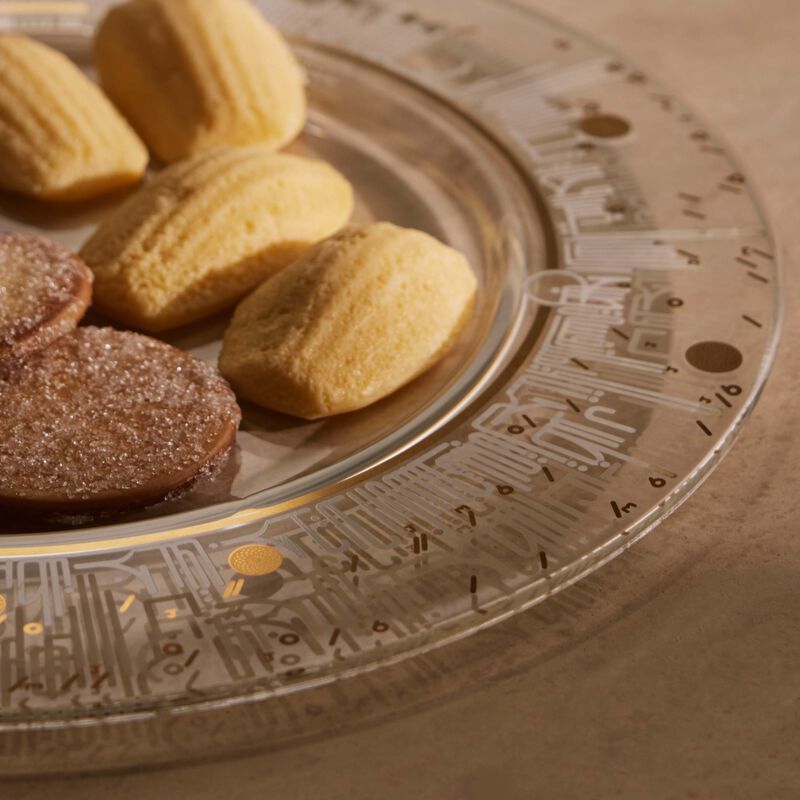 دملاج طبق الضيافة حياة شفاف بتصميم دائري 32 سم