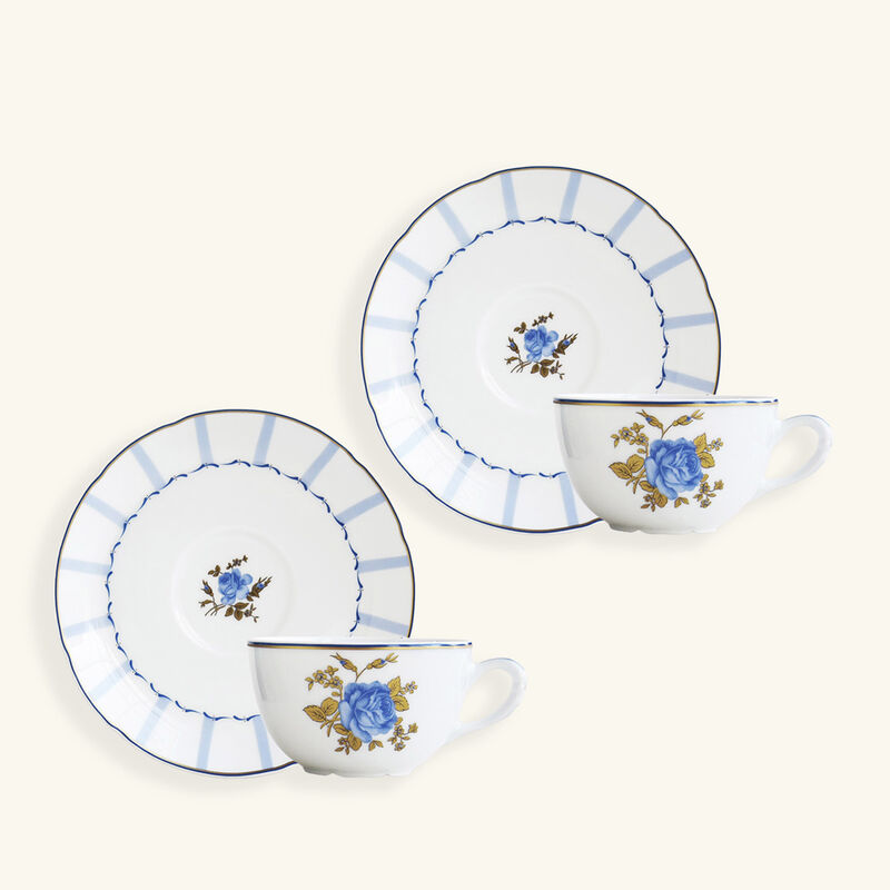 bernardaud tea cup   saucer blue set of 2