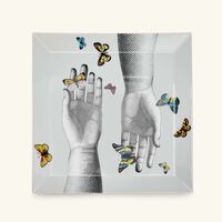 fornasetti mani e farfalle trinket tray square white