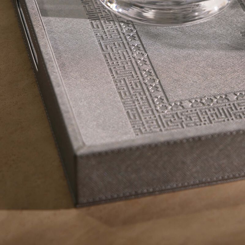 دملاج صينية الضيافة شفا مستطيلة باللون الفضي 49   36 سم