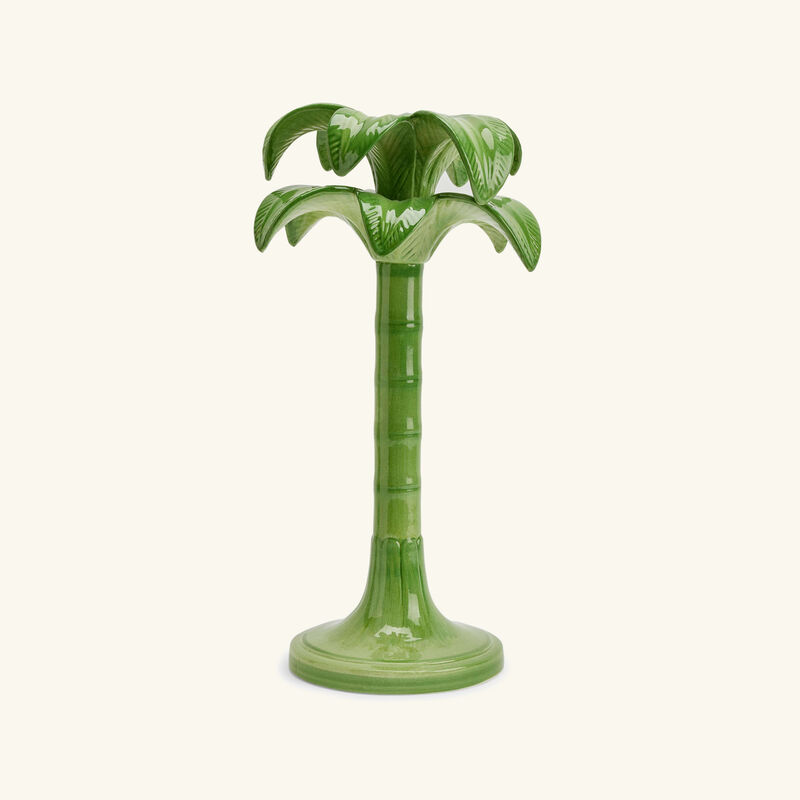 les ottomans palm trees candle holder large green