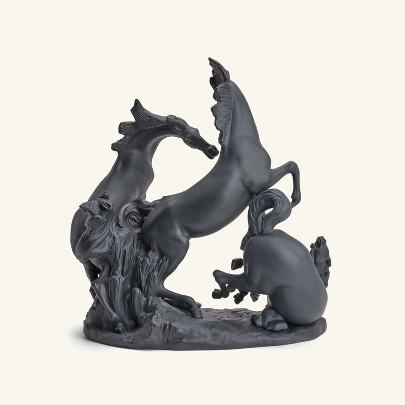 Horses' Group Sculpture Large Black lladro horses group sculpture large black