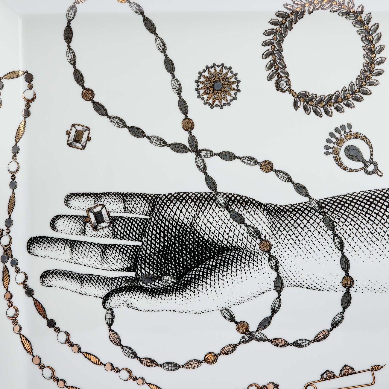 fornasetti gioielli trinket tray square white