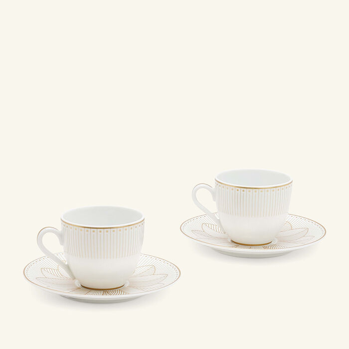 christofle malmaison imp riale coffee cup   saucer platinum set of 2