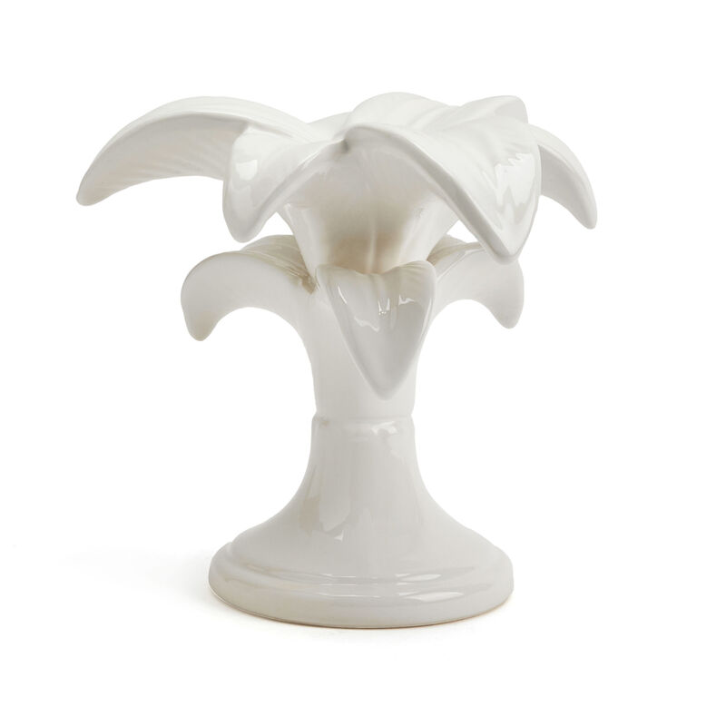 Palm Candlestick Holder - White - Small, large