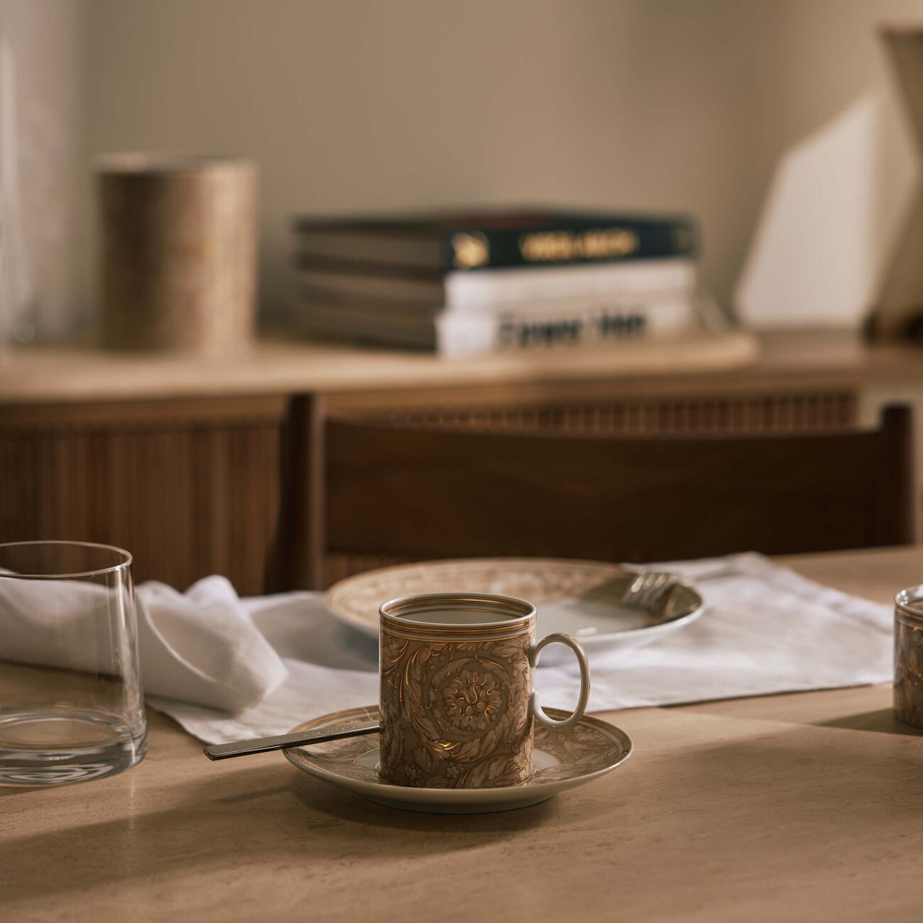 versace barocco beige coffee cup   saucer