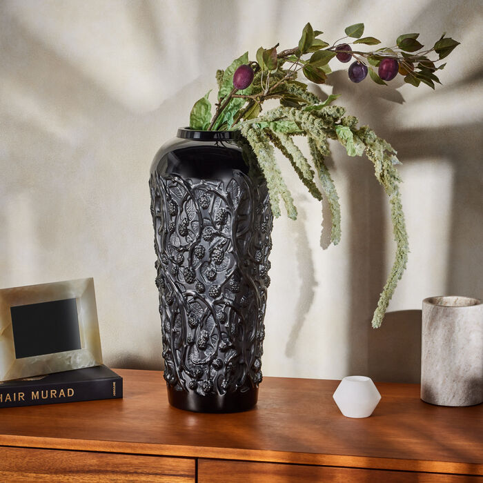 lalique mures vase large black