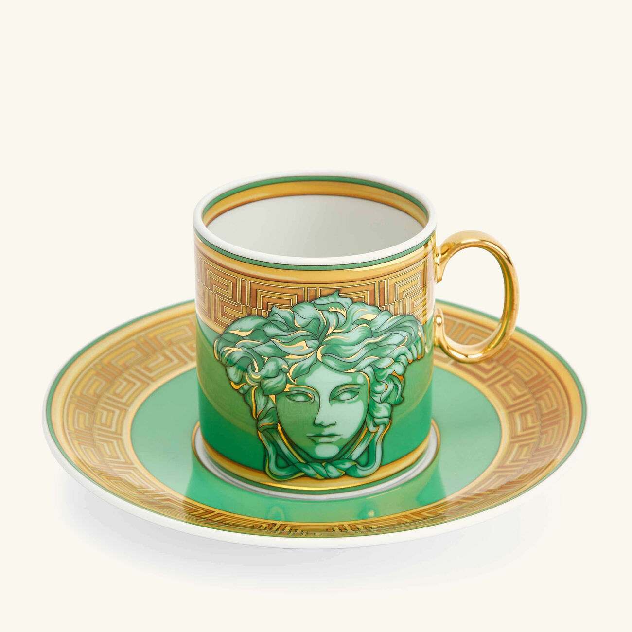 فيرساتشي فنجان القهوة جرين كوين مع صحنه أخضر