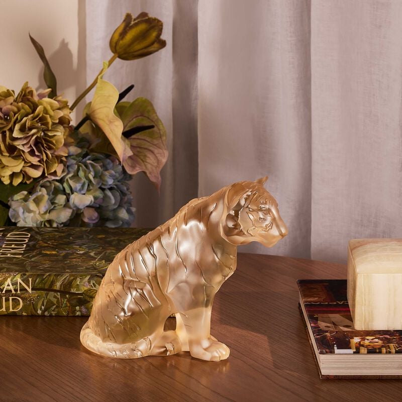 Tiger Sitting Sculpture Medium Gold lalique tiger sitting sculpture medium gold