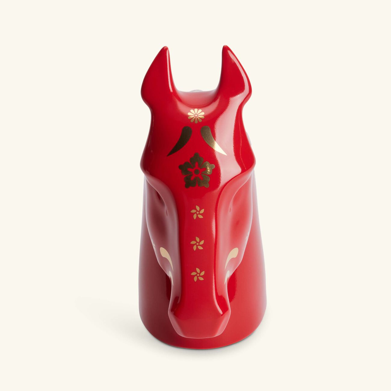 لادرو منحوتة على شكل رأس حصان بلون أحمر صغيرة الحجم