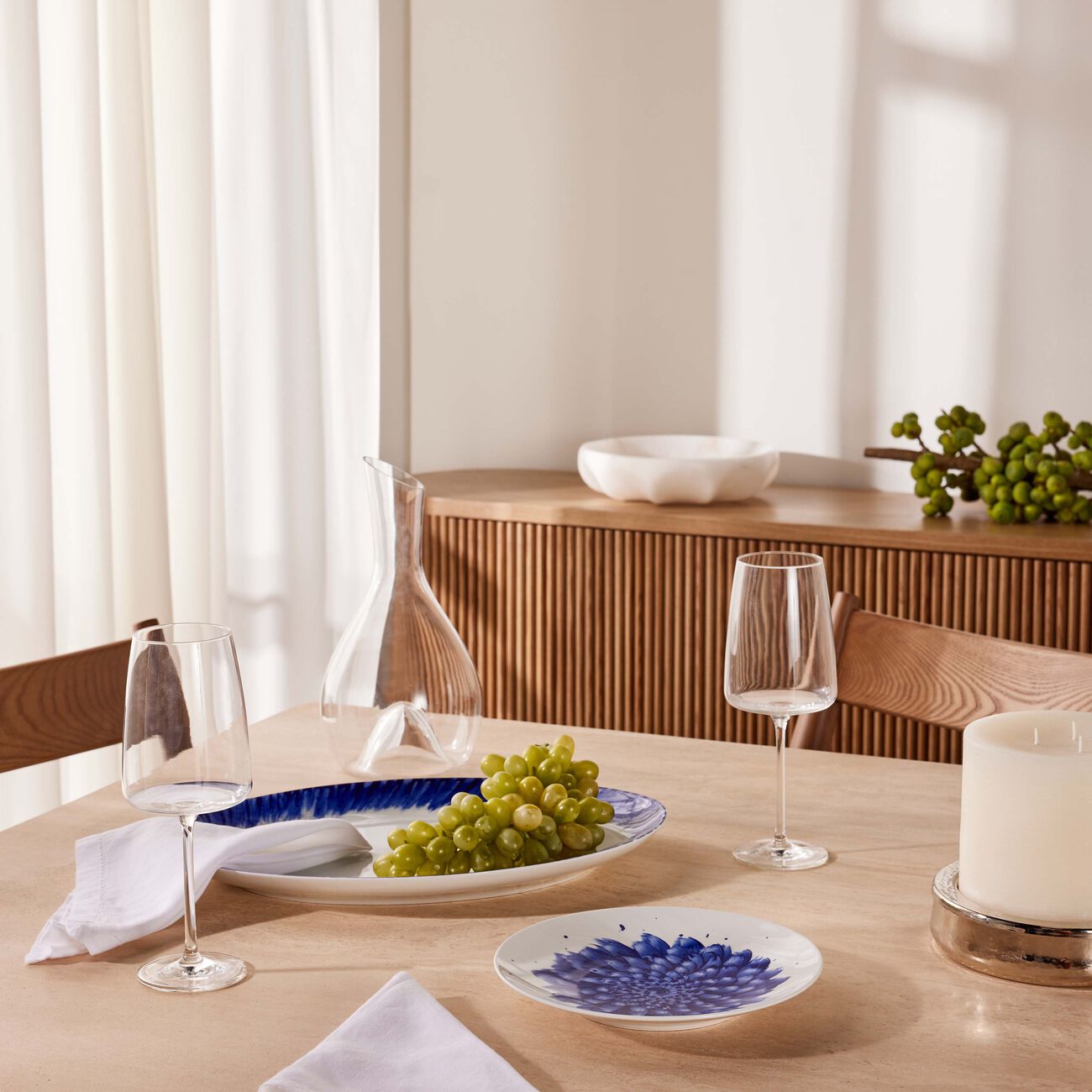 bernardaud in bloom salad plate coupe blue 22cm