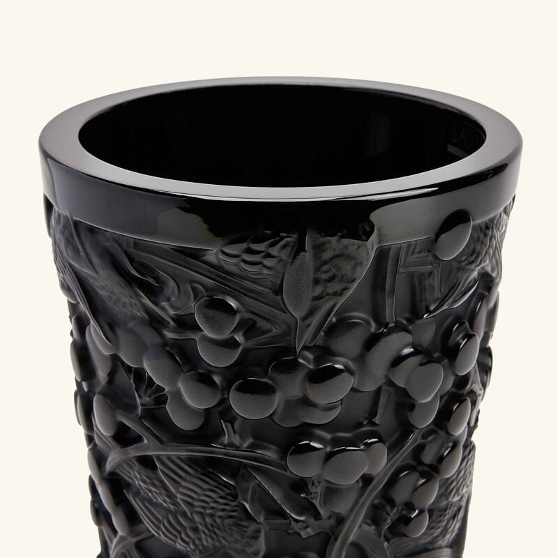 Merles et Raisins Vase Small Black lalique merles et raisins vase small black