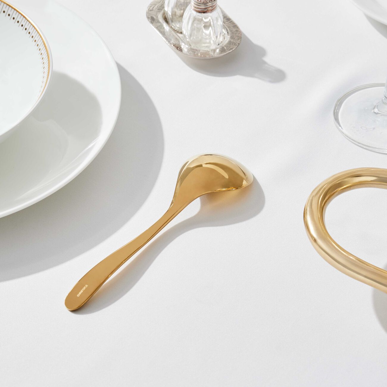 christofle l  ame de cream soup spoon gold