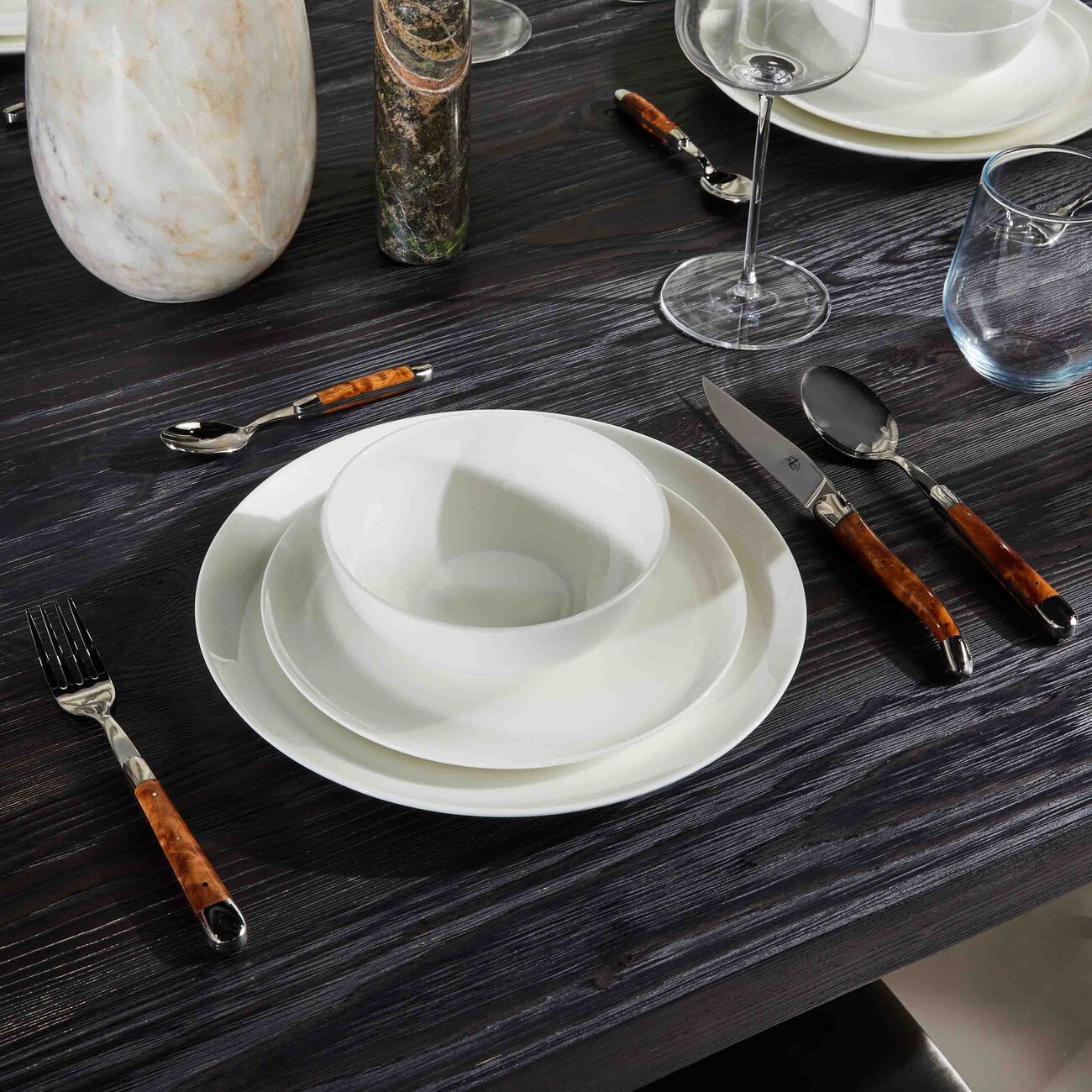 Thuya Wood Cutlery Set 24 pieces Brown forge de laguiole thuya wood cutlery set 24 pieces brown