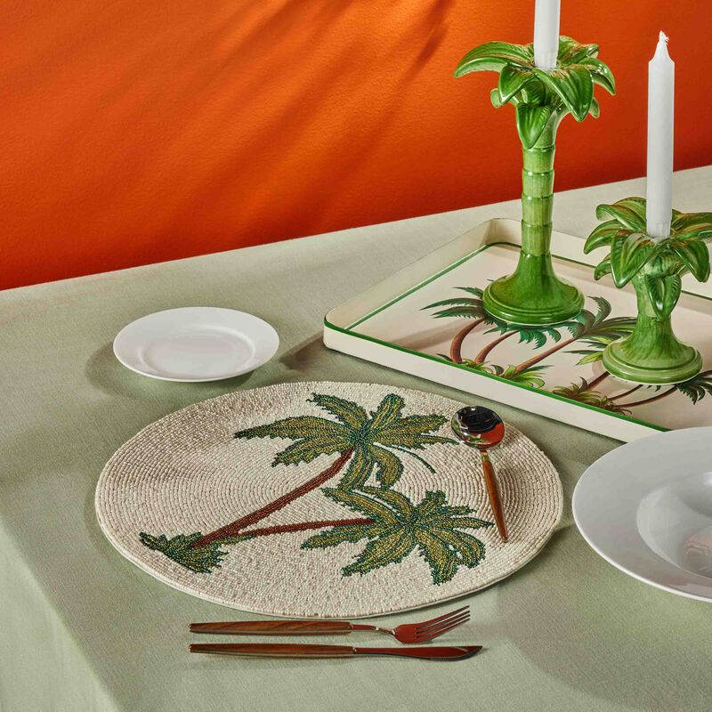 Jungle Beaded Placemat White les ottomans jungle beaded placemat white