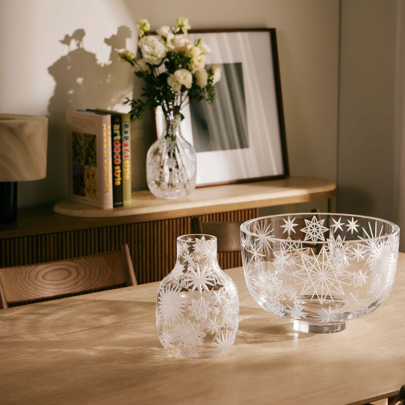 روكل مزهرية كراكاتيت مستديرة متوسطة الحجم من الكريستال الشفاف