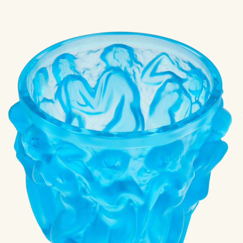 Bacchantes Vase Small Blue lalique bacchantes vase small blue