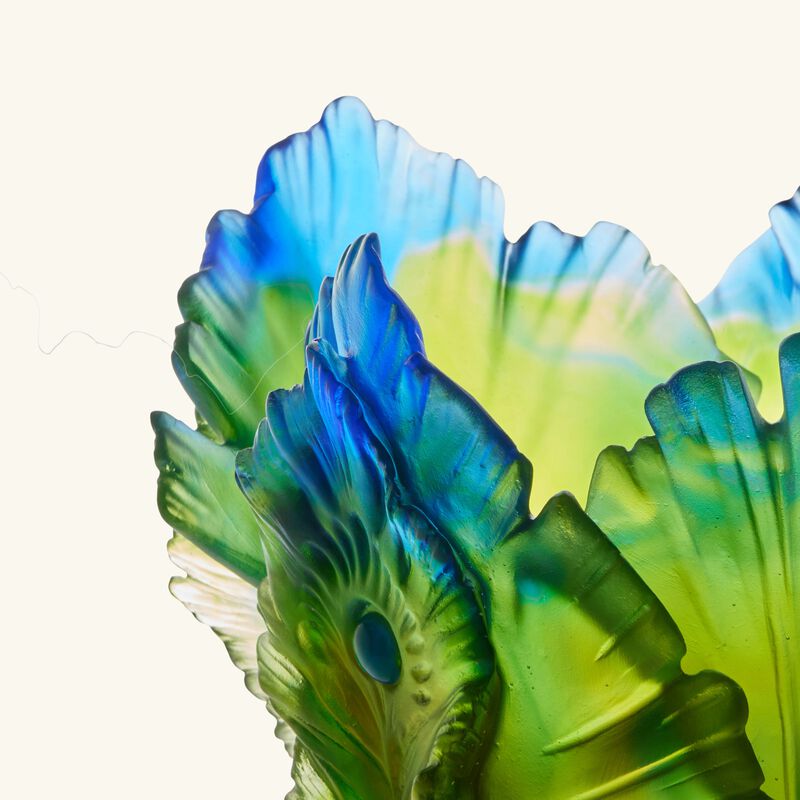 daum fleur de paon exotique vase large green limited edition