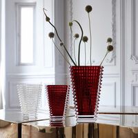 Red & Clear Eye Vase Set baccarat red clear eye vase set