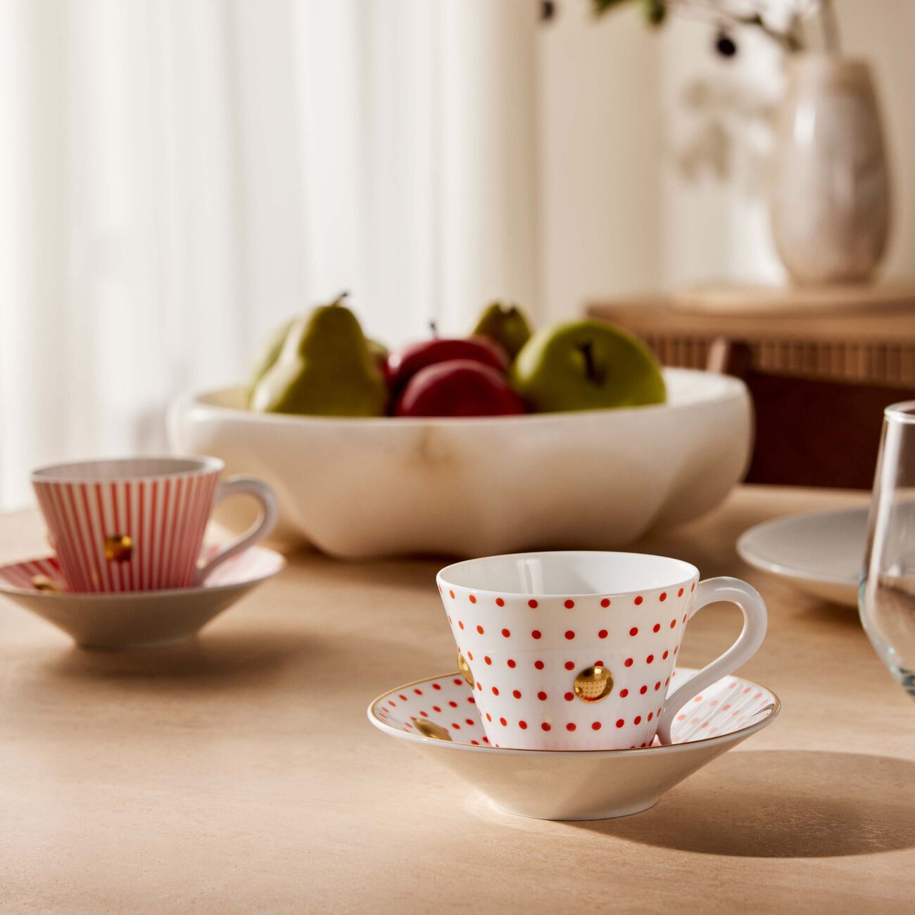 bernardaud delphos et knossos tea cup   saucer red set of 2