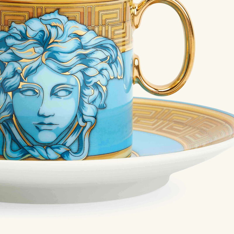 فيرساتشي فنجان الشاي بلو كوين مع صحنه أزرق