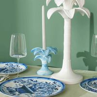 Palm Trees Candle Holder Blue les ottomans palm trees candle holder blue