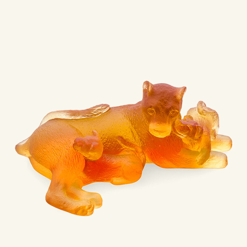 Lioness & Cubs Figurine Mini Orange daum lioness cubs figurine mini orange