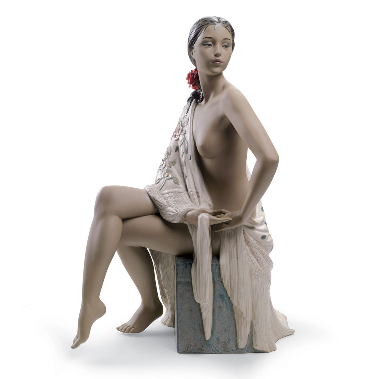 Nude Woman with Shawl Sculpture Large White lladro nude woman with shawl sculpture large white