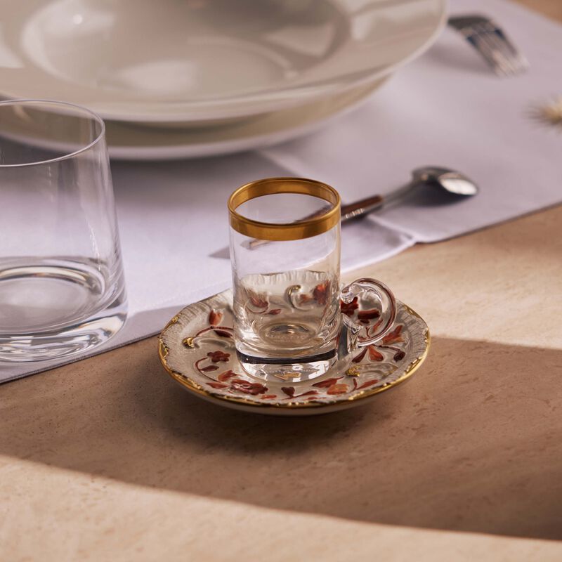 villari taormina arabic tea cup   saucer red