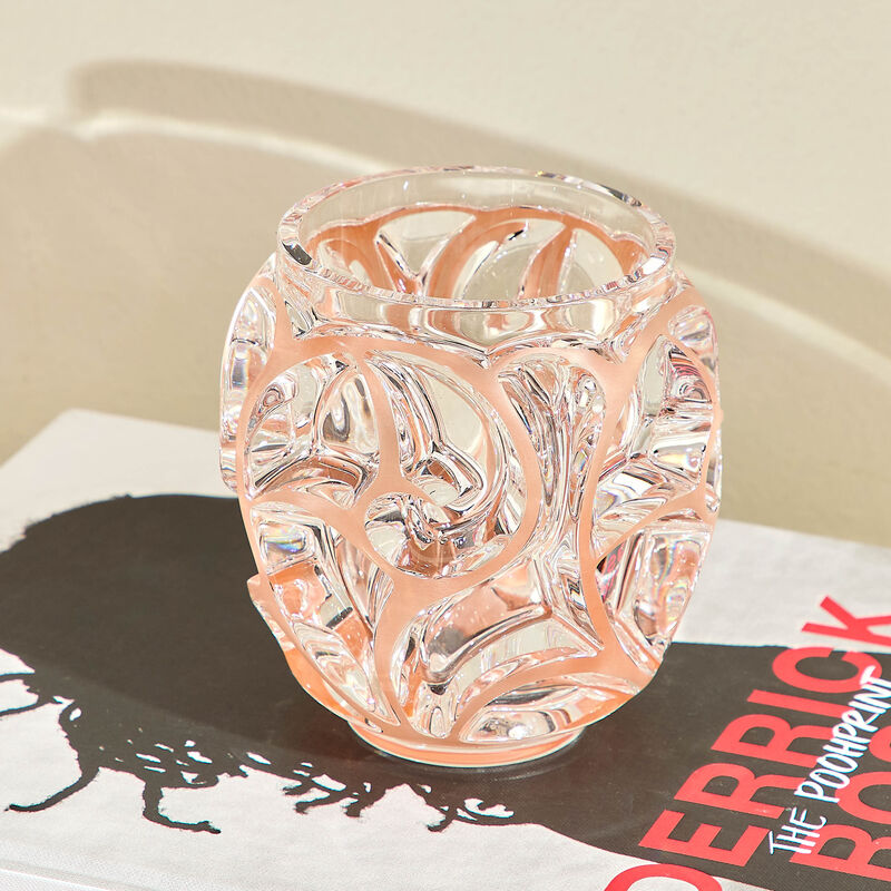lalique tourbillons vase round small pink